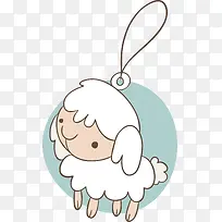白色可爱绵羊圆形吊牌