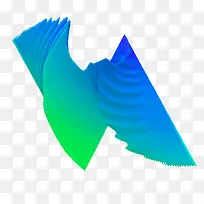 蓝色绿色渐变几何抽象波浪曲线图