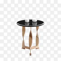 三角黑色大理石镜面圆形餐桌