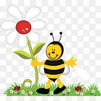 卡通草地上的蜜蜂