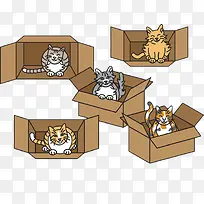 手绘纸箱和猫