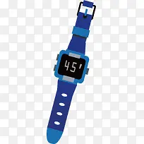 矢量图水彩蓝色电子手表
