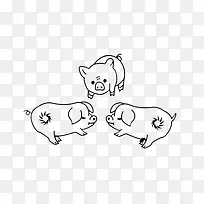 3只猪简笔画