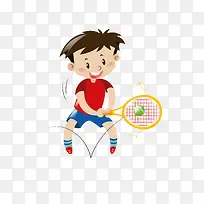 卡通网球的男孩免抠素材