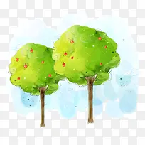 卡通绿色果树