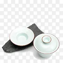 白瓷茶壶杯托