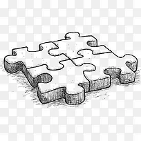 矢量手绘素描立体拼图