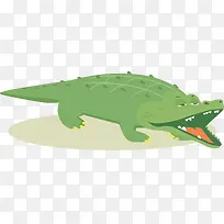 张嘴的绿色矢量卡通鳄鱼