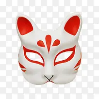 日式红白色狐狸面具