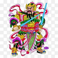 卡通中国风门神