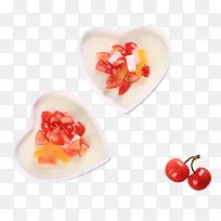 爱心餐盘里的蔬菜樱桃