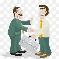 卡通商务人物成功合作两人握手