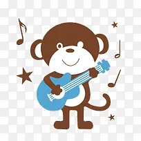 卡通弹吉他的小猴子