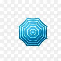 俯视蓝色条纹伞面雨伞矢量图