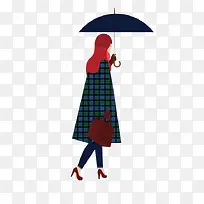 卡通打雨伞的女孩
