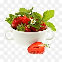一碗草莓水果叶子