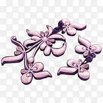 高级定制粉紫色花型扣