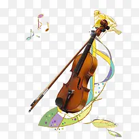 音符环绕的小提琴乐器