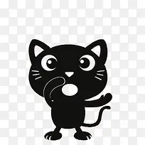卡通黑色张大嘴巴可爱的猫PNG