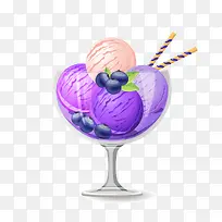 夏季紫色冰淇淋球矢量图