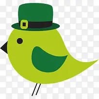 矢量图戴帽子的小绿鸟
