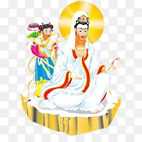 观音菩萨与善财童女矢量素材