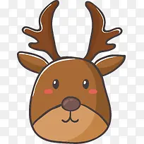 圣诞节棕色卡通驯鹿头像