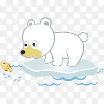 矢量图北极熊和小鱼