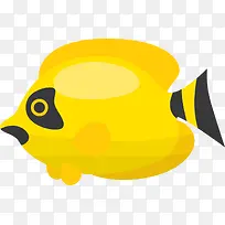 黄色扁平卡通热带鱼