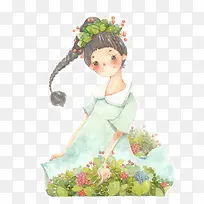 手绘花姑娘