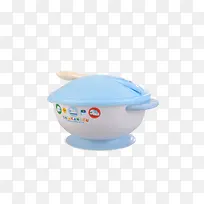 宝宝防滑碗带勺子婴儿辅食碗-蓝