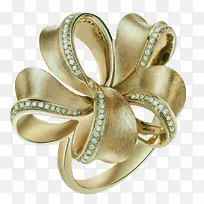精美黄金钻石珠宝花朵戒指