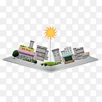 创意立体折纸小区场景