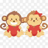 情人节情侣猴子玩偶