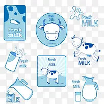 淡蓝色牛奶标签