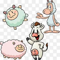 矢量卡通可爱动物素材绵羊