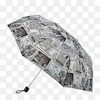 旧报纸雨伞