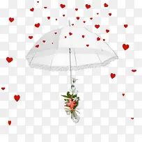 梦幻雨伞飘落的红心