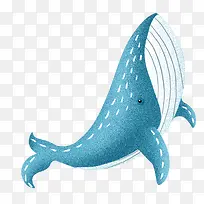 手绘可爱插图保护海洋生物鲸鱼插