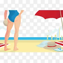 夏天沙滩泳装美女视角