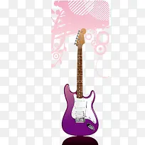 手绘吉他及潮流粉色背景量图