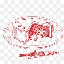 卡通手绘红色蛋糕
