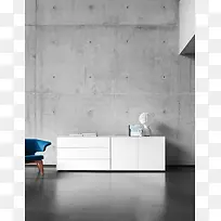 灰色墙壁白色书桌个性台灯
