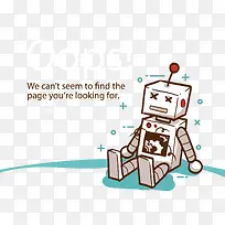 卡通手绘404错误提示网页插画