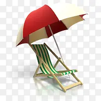 沙滩上的躺椅和遮阳伞