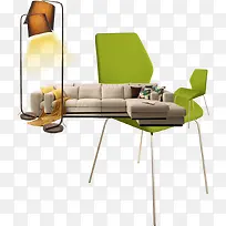 现代家居设计沙发椅子落地灯