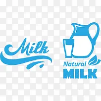milk 牛奶 图标 蓝色 文字