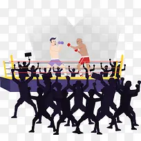 手绘体育运动拳击比赛人物插画