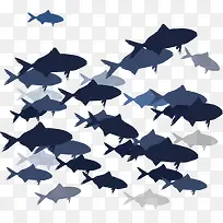 深蓝色海洋中的鱼群