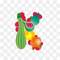 卡通蔬菜字母K